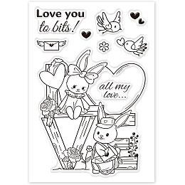 GLOBLELAND Rabbits and Love Birds Silicone Clear Stamps Transparent Stamps for Birthday Valentine's Day Cards Making DIY Scrapbooking Photo Album Decoration Paper Craft