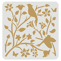 FINGERINSPIRE Bird on Branch Stencil for Painting 30x30cm Reusable Birds Tree Branches Stencil Birds Drawing Stencil Flower Stencil for Painting on Wood, Floor, Furniture, Wall and Paper