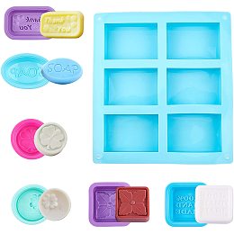 AHANDMAKER 7 Pack Silicone Soap Moulds, 6 Cavities Rectangle Silicone Soap Moulds with 6 Style Soap Making Moulds for Soap Bath Bomb, Lotion Bar, Polymer Clay, Wax, Crayon