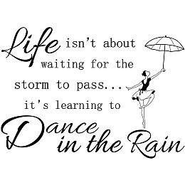 ARRICRAFT 1 Sheet Dance in The Rain Quotes Wall Stickers Vinyl Wall Decor Stickers DIY Saying Wall Art Decal Sticker Home Decoration for Living Room, Bedroom, Bathroom, Black(15.75x21.65)