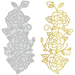 GLOBLELAND Rose Flower Hot Foil Plate for DIY Foil Paper Embossing Scrapbooking Decor Greeting Cards Making Wedding Invitation,Matte Platinum,6x2.7Inches