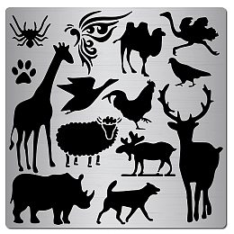 GORGECRAFT 6.3 Inch Metal Animal Stencil Template Stainless Steel Butterfly Spider Dog Claw Cow Bird Sheep Painting Reusable Templates Journal Tool for Painting, Wood Burning, Pyrography and Engraving