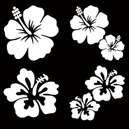 GORGECRAFT 4 Sheets Hibiscus Flower Car Decal Large Size Car Stickers 6pcs Hawaiian Flower Sun Protection Self Adhesive Car Accessories Automotive Exterior Decoration for SUV Laptop (White)