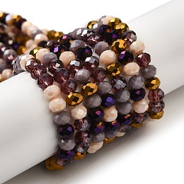 Honeyhandy Glass Beads Strands, Faceted, Rondelle, Purple, 6x5mm, Hole: 1mm, about 85~88pcs/strand, 16.1~16.5 inch(41~42cm)