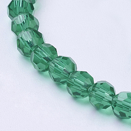 Honeyhandy Glass Beads Strands, Faceted, Round, Teal, 4mm, Hole: 1mm, about 98pcs/strand, 13.7 inch