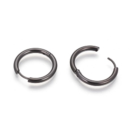 Honeyhandy 304 Stainless Steel Hoop Earrings, Manual Polishing Huggie Earrings, Gunmetal, 10 Gauge, 13x2.5mm, Pin: 0.9mm(±0.1mm), Inner Diameter: 8mm