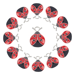 SUNNYCLUE 30Pcs Alloy Enamel Pendants, Ladybug, Lead Free and Cadmium Free, Red and Black, Platinum, Red, 17.5x12.5x4mm, Hole: 2mm