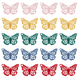 Arricraft 30Pcs 5 Colors Spray Painted Alloy Pendants, Butterfly, Mixed Color, 13x19x0.2mm, Hole: 1.6mm, 6pcs/color