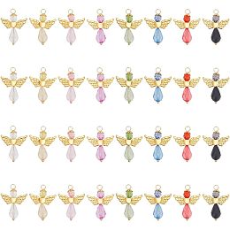 Arricraft 32 Pcs Acrylic Angel Charms, 8 Colors Transparent Acrylic Alloy Pendants Fairy Charms with Golden Plated Alloy Findings for DIY Necklace Earring Jewelry Making