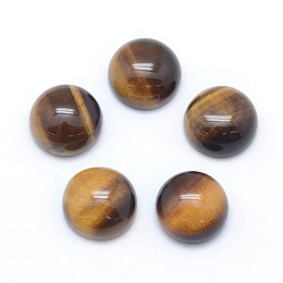 Honeyhandy Natural Tiger Eye Cabochons, Flat Round, 8x3~4mm