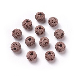 Honeyhandy Unwaxed Natural Lava Rock Beads, for Perfume Essential Oil Beads, Aromatherapy Beads, Dyed, Round, Rosy Brown, 8.5mm, Hole: 1.5~2mm