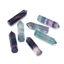 Honeyhandy Natural Fluorite Beads, No Hole/Undrilled, Faceted, Bullet, 37~41x10mm