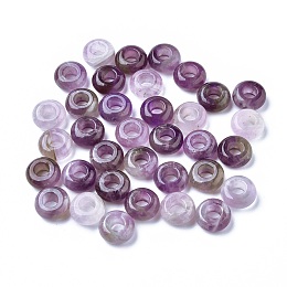 Honeyhandy Natural Amethyst European Beads, Large Hole Beads, Rondelle, 12x6mm, Hole: 5mm