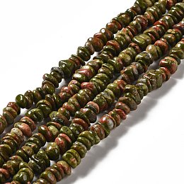 Natural Unakite Beads Strands, Chip, 2~5x8~12mm, Hole: 1~1.2mm, about 103~107pcs/strand, 15.35~15.55''(39~39.5cm)