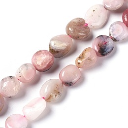 Honeyhandy Natural Pink Opal Beads Strands, Tumbled Stone, Nuggets, 8~12x7~9mm, Hole: 1mm, about 40pcs/strand, 15.7 inch(40cm)