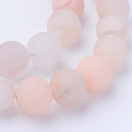 Honeyhandy Natural Pink Aventurine Beads Strands, Frosted, Round, 10~10.5mm, Hole: 1.2mm, about 36pcs/strand, 15.5 inch