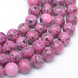 Honeyhandy Natural Sesame Jasper/Kiwi Jasper Bead Strands, Round, Camellia, 6mm, Hole: 1mm, about 64~66pcs/strand, 15.08~15.35 inch(38.3~39cm)