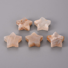 Honeyhandy Natural Cherry Blossom Agate Star Shaped Worry Stones, Pocket Stone for Witchcraft Meditation Balancing, 30x31x10mm