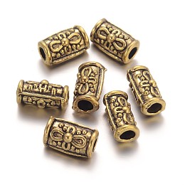 Honeyhandy Barrel Tibetan Style Beads, Cadmium Free & Lead Free, Antique Golden, Size: about 6mm diameter, 11mm long, Hole: 3mm