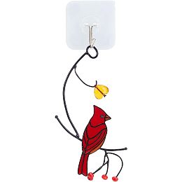 CREATCABIN Cardinals Bird Window Hangings Glass Decor Hummingbird Alloy Enamel Pendant Decoration Flat Animal Figure Ornament Gift for Home Office Car Decoration Red