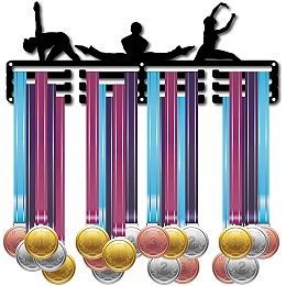 CREATCABIN Medal Holder Rectangle Dancer Sport Medals Display Stand Wall Mount Hanger Decor Holders for Runners Stainless Steel Hanging Award Holder for Home Badge 3 Rung Medalist Olympic Games