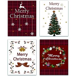 CREATCABIN 4pcs Christmas Art Print Snowflake Reindeer Wall Art Vintage Red Black Buffalo Check Reindeer Canvas Poster Set Decor Modern Artwork for Livingroom Bedroom Bathroom Home 8 x 10inch Unframed