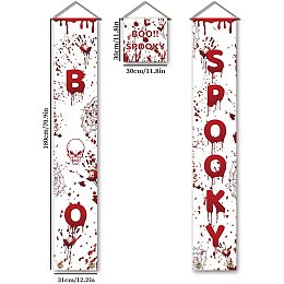 Arricraft 3 Pcs/Set Boo Spooky Halloween Banner Door Hanging Banner Hanging Decorations Welcome Couplet Sign Set for Halloween Party Supplies Front Door Decor 70.8x11.8in