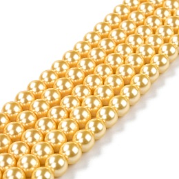 ARRICRAFT Eco-Friendly Glass Pearl Beads, Pearlized, Round, Moccasin, 8mm, Hole: 1.2~1.5mm, about 52pcs/Strand, 16''(40.64cm)