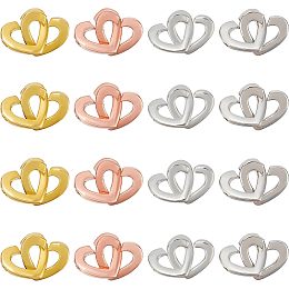 SUPERFINDINGS 16 Sets 4 Colors Heart Hook Clasps Brass Heart Shape Claw Clasp Heart Interlock Clasps for Bracelet Necklace Jewelry Making Supplies