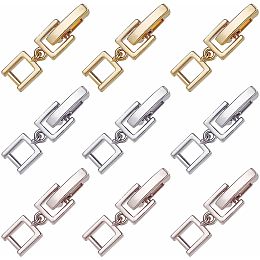 SUNNYCLUE 1 Box 9Pcs 3 Colors Fold Over Clasp Extender Foldover Extension Clasp Brass Fold Over Clasps Necklace Extenders for Jewelry Making Bracelets Adult DIY Supplies Silver Golden Rose Gold