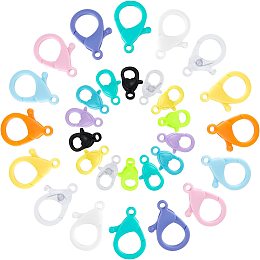 CHGCRAFT 136Pcs 2 Styles Plastic Lobster Claw Clasps Candy Color Heart Plastic Lobster Claw Clasps Cute Lanyard Snap Hooks for Jewelry Making