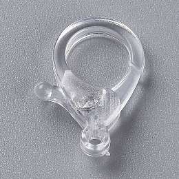 Honeyhandy Transparent Plastic Lobster CLaw Clasps, Clear, 26x19x6mm, Hole: 2mm