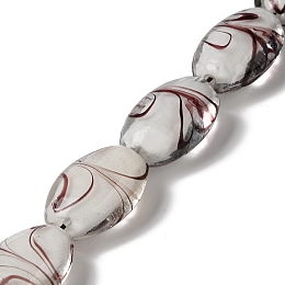 Handmade Lampwork Beads Strands, Oval, WhiteSmoke, 23~25x17~18x10~11.5mm, Hole: 2.5mm, about 10pcs/strand, 9.45''(24cm)