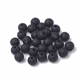 Honeyhandy Opaque Acrylic Beads, Frosted, Round, Black, 8mm, Hole: 2mm, about 1840pcs/500g