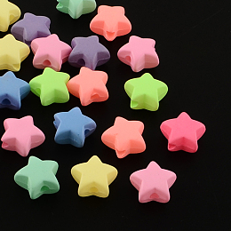 Arricraft Star Spray Painted Fluorescent Acrylic Beads, Mixed Color, 11x12x6mm, Hole: 2mm, about 1290pcs/500g