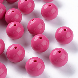 Honeyhandy Opaque Acrylic Beads, Round, Camellia, 20x19mm, Hole: 3mm, about 111pcs/500g