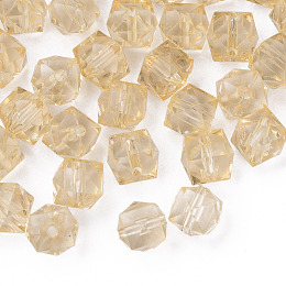 Honeyhandy Transparent Acrylic Beads, Faceted, Cube, Wheat, 10x11x11mm, Hole: 2mm, about 670pcs/500g