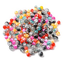 Imitation Pearl Acrylic Beads, Round, Mixed Color, 6~8x5.5~7.5mm, Hole: 1.8mm