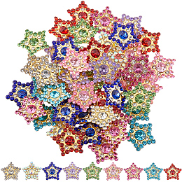 Gorgecraft 108Pcs 9 Colors Star Sew on Rhinestone, Glass Rhinestone with Plastic Prong Settings, Multi-Strand Links, Mixed Color, 15x15.5x4.5mm, Hole: 3.5x1.4mm, 12pcs/color