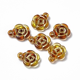 3D Plating Acrylic Pendants, Metal Enlaced, Flower, Peru, 16x13x4mm, Hole: 1.5mm, about 1210pcs/500g