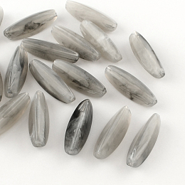 Honeyhandy Rice Imitation Gemstone Acrylic Beads, Elongated Oval Beads, Gray, 28x9x9mm, Hole: 2mm, about 400pcs/500g