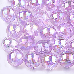 Honeyhandy Transparent Plastic Beads, AB Color Plated, Round, Plum, 8mm, Hole: 1.8mm, 2000pcs/500g