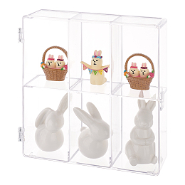 FINGERINSPIRE Acrylic Minifigure Display Case 2 Layers 6 Grid Clear Action Figures Display Box 7.9x7.3x2.2inch Desktop Organizer Display Case Display Cabine for Mini Toys, Collectibles or Stone