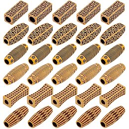 NBEADS 120 Pcs Plastic Braid Hair Beads, Imitation Wood Dreadlock Tube Beads Beard Braiding Beads for Lock Decoration Hair DIY Jewelry