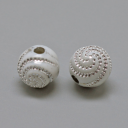 Honeyhandy Plating Acrylic Beads, Metal Enlaced, Round, White, 10x10x10mm, Hole: 2mm, 1100pcs/500g