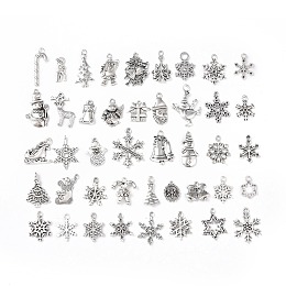 Tibetan Style Alloy Pendants, Halloween Theme Mixed Shapes Charms, Antique Silver, 17~42x8.5~20x2~4mm, Hole: 1.2~2.5mm, 50pcs/set