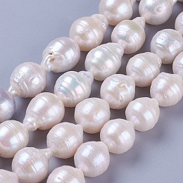 Honeyhandy Natural Cultured Freshwater Pearl Beads Strands, Potato, White, 11~15x10~11mm, Hole: 0.6mm, about 29~32pcs/strand, 15.7 inch~16.5 inch(40~42cm)