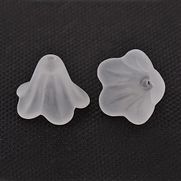 Honeyhandy Frosted Acrylic Beads, Flower, White, 10x13.5mm, Hole: 1.8mm, about 1600pcs/500g