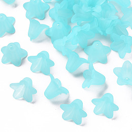 Honeyhandy Transparent Acrylic Beads, Frosted, Flower, Light Cyan, 17.5x12mm, Hole: 1.5mm, about 770pcs/500g