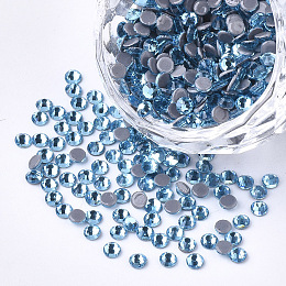 Honeyhandy Hotfix Rhinestone, Glass Rhinestone Flat Back Cabochons, Half Round, Aquamarine, SS10, 2.7~2.8x1mm, about 1440pcs/bag